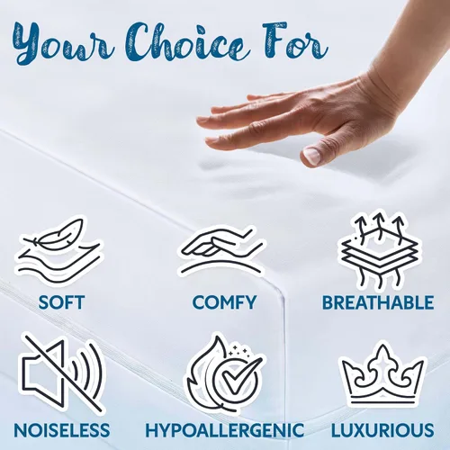 Vista 10 de Guardmax Jersey Knitted Cot Size Mattress Protector - Waterproof & Dust Mite Proof Mattress Cover with Stretchable Pockets - Soft, Comfortable, &