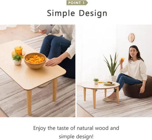 Vista 4 de EMOOR Mesa auxiliar plegable de madera rectangular mediana (17.7 x 31.5 pulgadas), gris claro, mesa baja para sentarse en el suelo, espacio pequeño