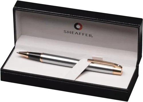 Vista 2 de Sheaffer Bola enrollable con ribete dorado 300, cromo cepillado (E1932751)