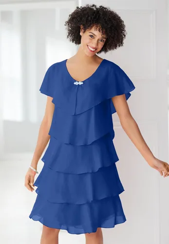 Vista 3 de Woman Within Vestido de tres niveles en tallas grandes para mujer