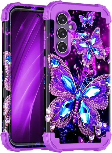 Vista 10 de Miqala Funda para Galaxy S23 FE 5G, brilla en la oscuridad, tres capas, resistente, a prueba de golpes, protección de cuerpo completo, parachoques