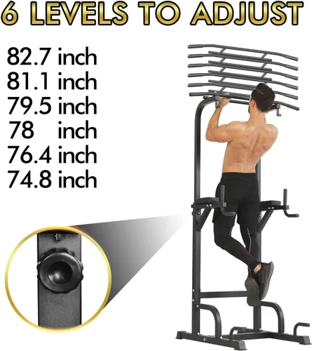 Vista 6 de BangTong&Li - Torre de ejercicio, barra de dominadas, estación de fondos, soporte para el gimnasio en casa, equipo de entrenamiento de fuerza