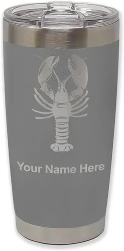 Vista 35 de LaserGram Vaso aislado al vacío de 20 onzas, langosta, grabado personalizado incluido (negro)