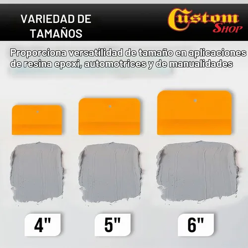 Vista 2 de Custom Shop Herramientas Esparcidoras de Relleno Corporal de Plástico de 4, 5 y 6 Pulgadas para Rellenos de Carrocería Automotriz, Masillas
