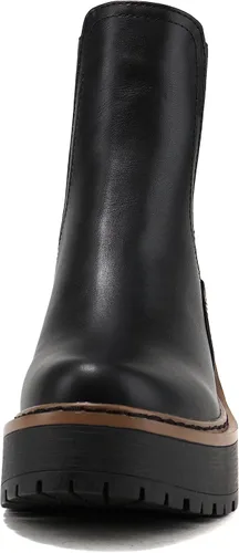 Vista 3 de Soda YOSSI Botines Chelsea con suela gruesa y tacón medio para mujer, doble elástico