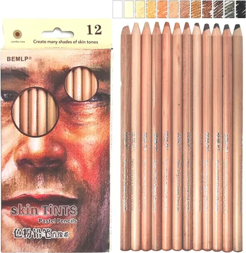 Vista 2 de BEMLP 12 lápices pastel suaves profesionales de madera tintes de piel lápices de colores pastel para dibujar lapices escolares de colores papelería