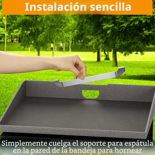Vista 2 de Soporte Magnético para Espátula de Plancha de 10 Pulgadas, Estante de Herramientas de Parrilla de Barbacoa de Acero Inoxidable, Accesorios