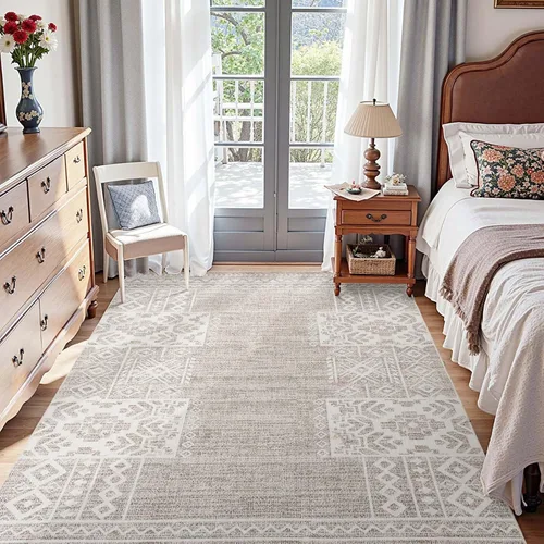 Vista 12 de jinchan Alfombra vintage de pasillo de 3 x 8 pies, ultrafina, lavable, bohemia, geométrica, antideslizante, no desprende pelusa, para dormitorio
