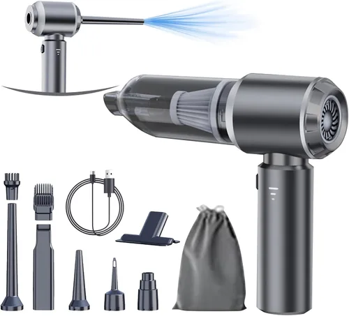 Vista 10 de houscly Mini Aspiradora Portátil Inalámbrica Plegable de 20000PA de Alta Potencia, Plumero Comprimido y Soplador de Aire y Bomba 4 en 1, Aspiradora