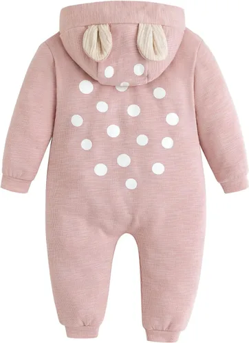 Vista 36 de Simplee Kids Enterizo con diseño de conejo de Pascua con capucha, para bebé, overol con cremallera y orejas largas