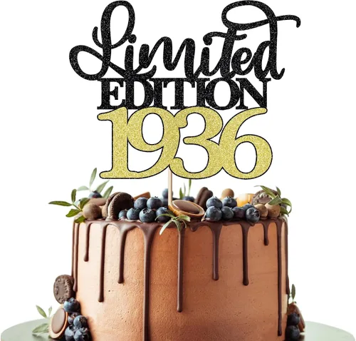 Vista 23 de Decoración para tartas de edición limitada de 1935, decoración de pastel de feliz cumpleaños 90, hombres y mujeres animan 90 años/90 y fabulosa