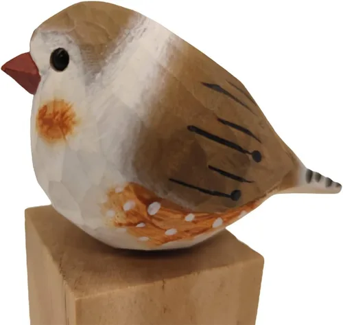 Vista 38 de Figura de pájaro de madera Azure Tit, tilo tallado a mano, marrón claro, decoración moderna para el hogar, regalo de pájaro
