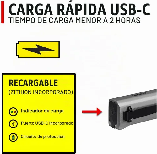 Vista 8 de Coast Slayer 1150 lúmenes linterna LED recargable por USB-C con modo Spot/Flood, modo memoria y clip de bolsillo, plateado