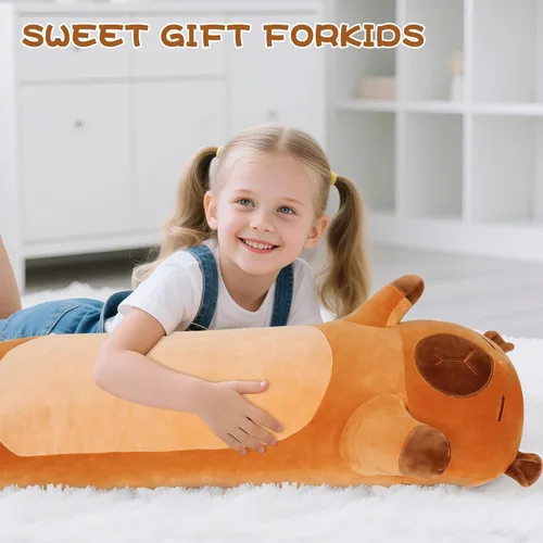 Vista 4 de 33 ih Lindo peluche de Capybara, peluche de Capybara, almohada corporal larga de Capibaras Peluches Kawaii, peluches decorativos, regalos