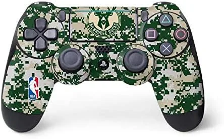 Vista 8 de Skinit Calcomanía para juegos compatible con PS4 Pro/Slim Controller, con licencia oficial de la NBA Milwaukee Bucks Animal Print Black Design