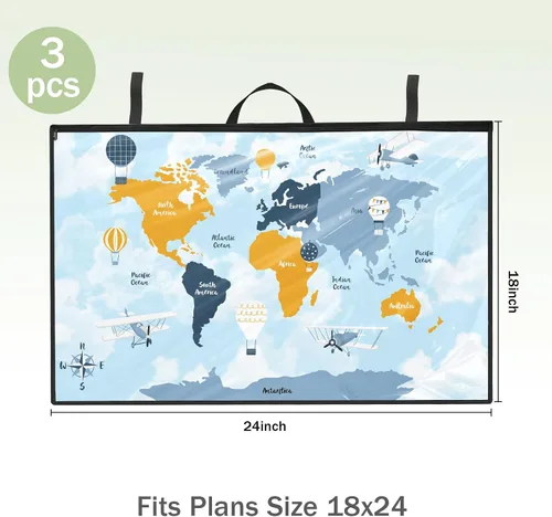 Vista 3 de Tanlade 3 Pcs Blueprint Holder Foldable Waterproof Plans Shield Waterproof Map Case Construction Plan Holder Art Portfolio Bag for Document