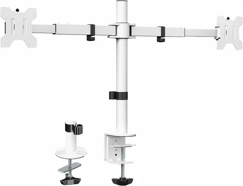 Vista 10 de VIVO Soporte de escritorio con LED LCD dual de 21 a 32 pulgadas, resistente, brazos telescópicos ajustables, configuración de pared empotrada, se