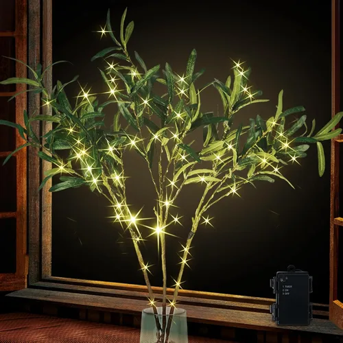 Vista 11 de Bexdir Ramas de árbol blancas de abedul iluminadas de 33 pulgadas, 180 luces LED con temporizador enchufable, árbol artificial blanco ramita