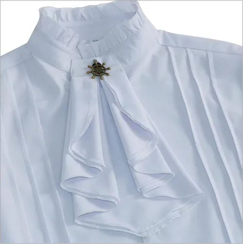 Vista 4 de FEOYA Camisas vikingas de loto gótico de pirata, steampunk, medieval, para Halloween, cosplay