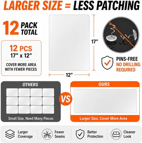 Vista 5 de Protector de muebles para arañazos para gatos, paquete de 12 – [no reflectante] protectores de sofá mate esmerilados, cinta adhesiva invisible