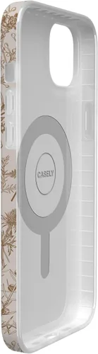 Vista 4 de Carcasa Casely para iPhone 13 Jardín Beige Flores Neutrales Compatible con MagSafe Diseño Clásico Ultra Delgado