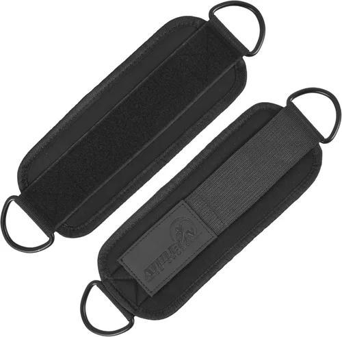 Vista 4 de Correa de tobillo para máquinas de cable, retrocesos, entrenamientos de glúteos, extensiones de piernas ajustables, acolchado ultrasuave, puño Negro