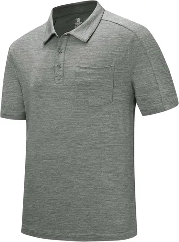 Vista 43 de Rdruko Camisas polo para hombre de manga corta, secado rápido, para golf y deportes al aire libre con bolsillo 01 Negro