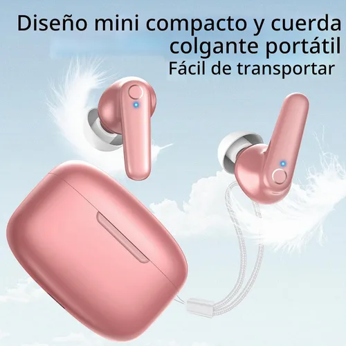 Vista 6 de Redpepper Auriculares inalámbricos Bluetooth 5.3 60H de tiempo de uso Auriculares con graves profundos y llamada clara con micrófono incorporado Rosa