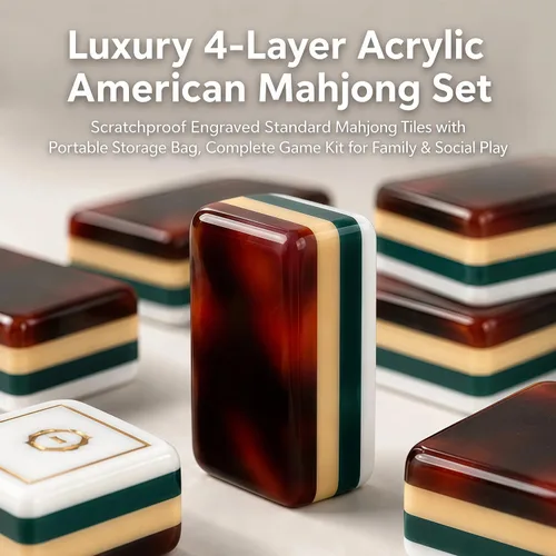 Vista 5 de American Mahjong Tile Set - Juego de 4 capas de acrílico Mah Jongg, Tortuga