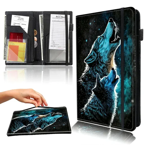 Vista 12 de Libro para camarera con bolsillo con cremallera, de piel sintética, lindo libro para camarera, libros de servidor, restaurante, soporte para cheques