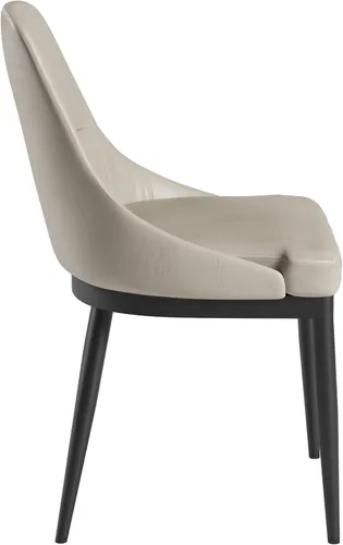 Vista 6 de Juego de 2 sillas de comedor sin brazos, sillas de piel sintética gris pardo con patas de metal en un acabado negro, asiento y respaldo tapizados