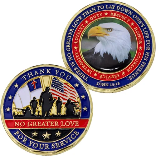 Vista 3 de Coleccionables patrióticos para veteranos, fichas militares cristianas, medallas inspiradoras de desafío, regalos militares conmemorativos