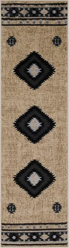 Vista 9 de Hoylake Southwestern - tapete estilo tribal, azteca, indio americano e indie, felpudo, pequeño, marrón, gris, negro, 1 pie y 10 pulgadas por 2 pies