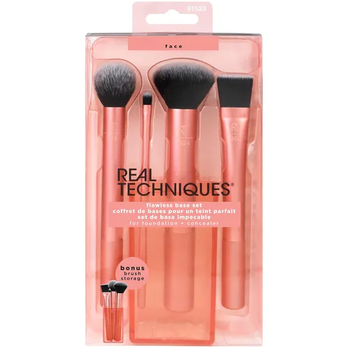 Vista 2 de Set de brochas de maquillaje sintéticas para una base impecable, cruelty-free, brocha para contornos, corrector, polvos y base, de Real Techniques