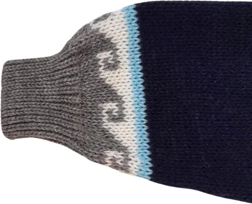 Vista 4 de Suéter de alpaca Gamboa para hombre, lana ligera y suave, de cuello redondo, tejido a mano, suéteres de otoño e invierno Azul