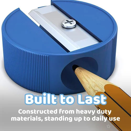 Vista 5 de Neliblu Sacapuntas – Sacapuntas de plástico para niños con cuchillas de metal – Sacapuntas manual portátil y de colores – Esencial para el regreso a