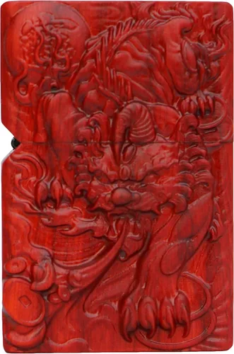 Vista 11 de Caja de carcasa de madera natural Huanghuali tallada en palisandro para módulo Zippo (oración budista)