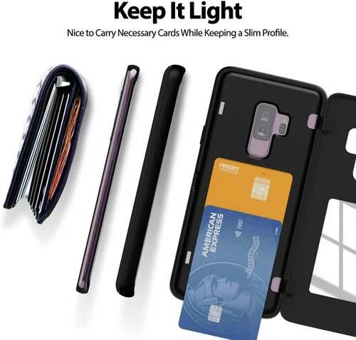 Vista 6 de GOOSPERY Parachoques magnético para puerta compatible con Galaxy S9 Plus, tarjetero tipo billetera con cierre automático por iman, funda protectora