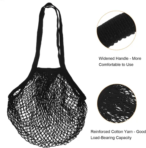 Vista 4 de MECCANIXITY Bolsa de malla de algodón, con asa larga, reutilizable, lavable, malla, bolsa de comestibles, organizador para frutas y verduras
