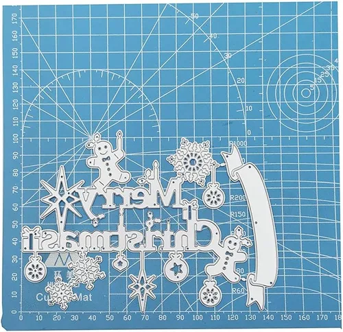Vista 6 de Troqueles de metal de Feliz Navidad para hacer tarjetas, plantillas de corte para álbumes de recortes, álbum de fotos, plantilla de estampado