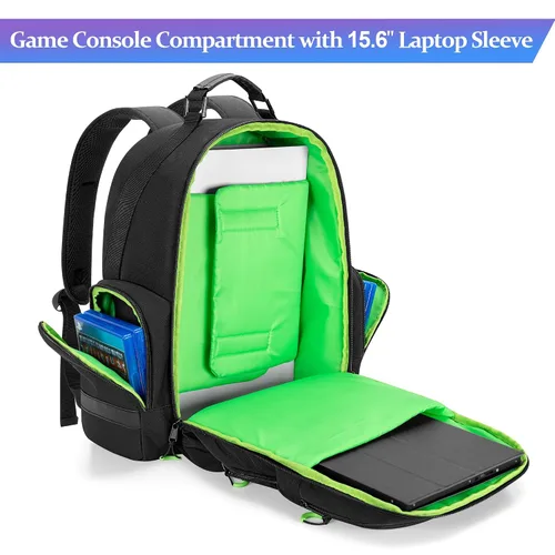 Vista 3 de PGmoon Console Backpack Compatible with PS5Xbox OneOne SXbox 360, Travel Carrying Case Bag with Protective Liner Fits 15.6" Laptop, Headset