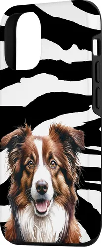 Vista 2 de Funda con estampado animal de cebra para iPhone 15, color marrón Border Collie