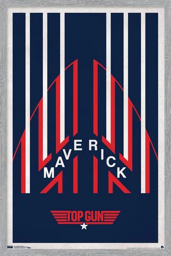 Vista 16 de Trends International Top Gun - Póster de pared de casco Maverick, 14.725 x 22.375 pulgadas, versión enmarcada de madera de granero
