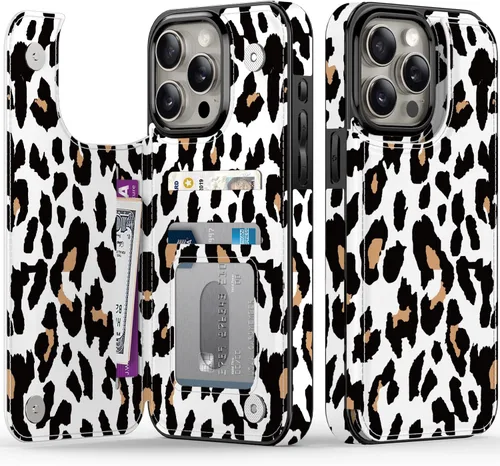 Vista 72 de FUNMIKO Funda tipo cartera para iPhone 15 con tarjetero + clip para efectivo, bloqueo RFID, protección contra caídas de grado militar y obras