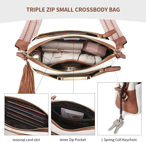 Vista 4 de pclove Bolsos cruzados para mujer, bolsos cruzados pequeños de moda para mujer, de cuero vegano, bolso cruzado para mujer, bolso de hombro para mujer