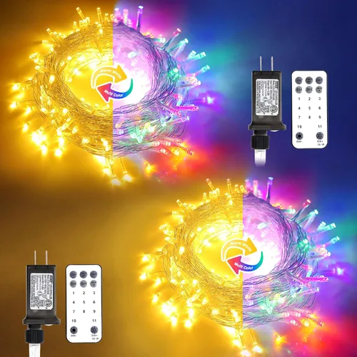 Vista 49 de JMEXSUSS - Tira de 100 luces led para interiores, 8 modos, enchufables, parpadeantes, 33 pies, luces navideñas para exteriores, a prueba de agua