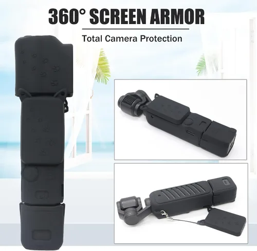 Vista 4 de PCTC Pocket 3 Funda protectora de silicona resistente a los arañazos, a prueba de golpes, piel de cuerpo completo con protector de lente, diseño