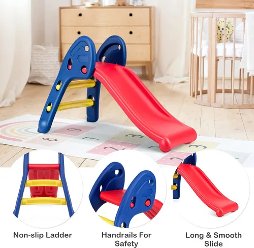 Vista 4 de BABY JOY Tobogán plegable, primer tobogán interior de plástico para escalar, juguete para niños (riel elíptico)