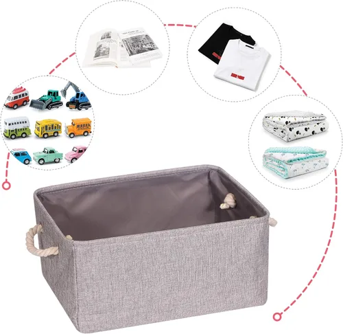 Vista 6 de TENABORT Paquete de 4 cestas de almacenamiento grandes, caja de almacenamiento plegable, organizador plegable de tela con asas para armario, hogar