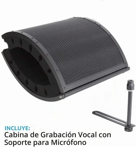 Vista 4 de Pyle Usa Mini cabina de grabación vocal portátil – Uso con micrófono estándar, filtro de ruido de aislamiento protector de reflexión para audio
